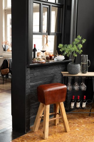 Table de bar avec range bouteilles et verres USTI Métal / Bois naturel